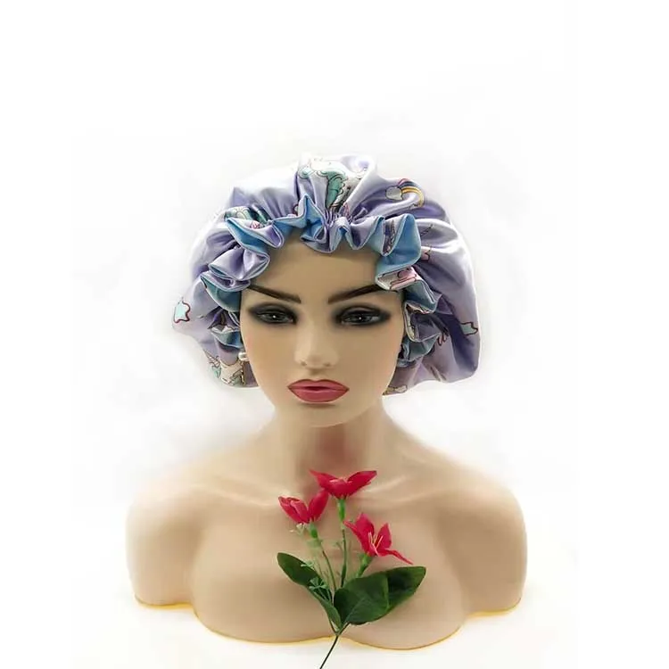 
wholesale hair satin braid bonnet with a stopper and adjustable rope styling hat reversible 