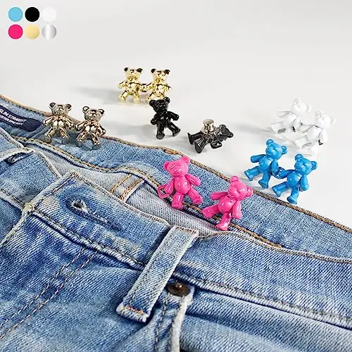 Factory Custom Adjustable Bear Jean Button Pin Detachable Decorative Waist Buckles No Sewing Required  Fit Tighten