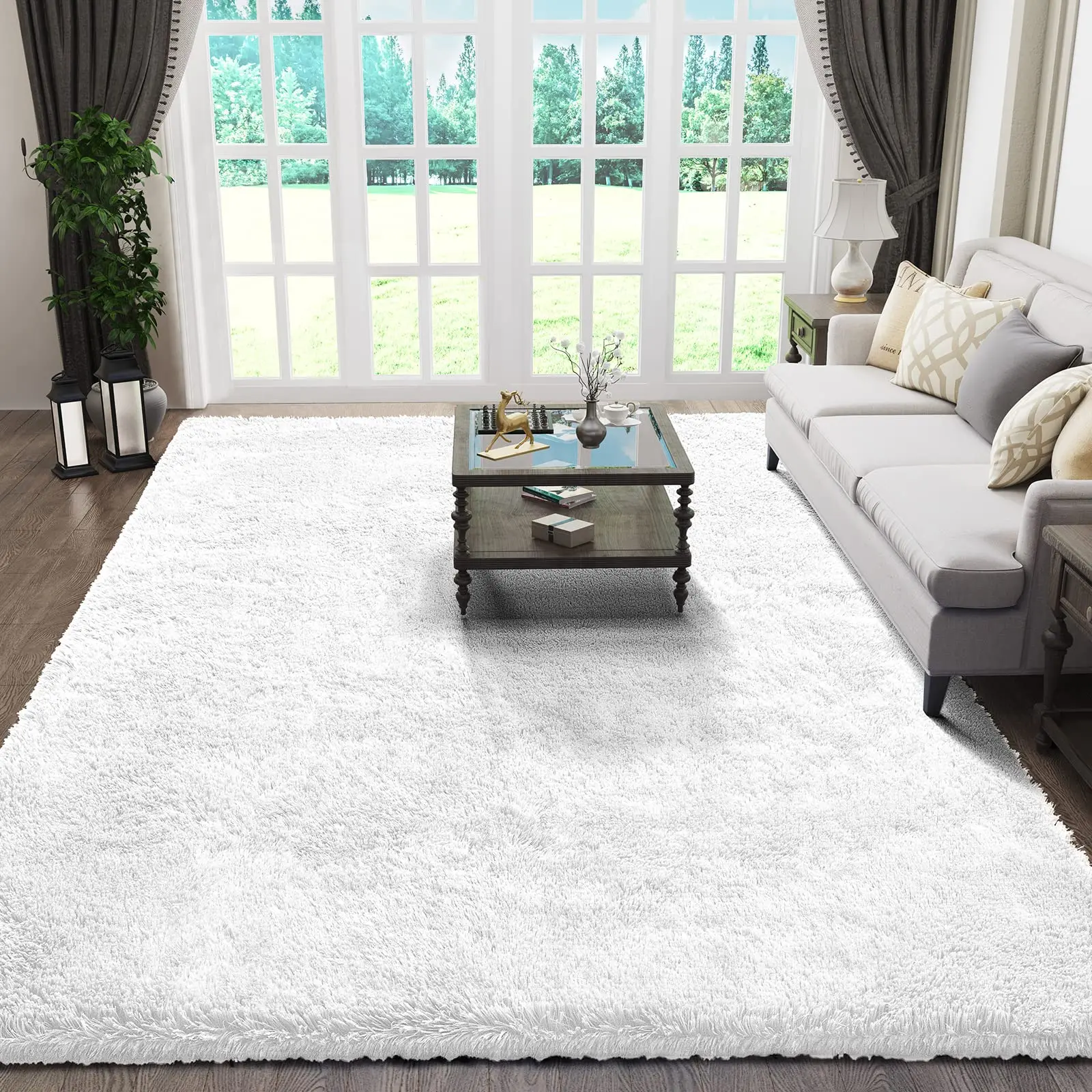 Custom Anycolor White Puffy Living Room Bedsied Fluffy Shaggy Carpet And Rugs Fur Floor Mat Fluffy Carpets for Bedrooms