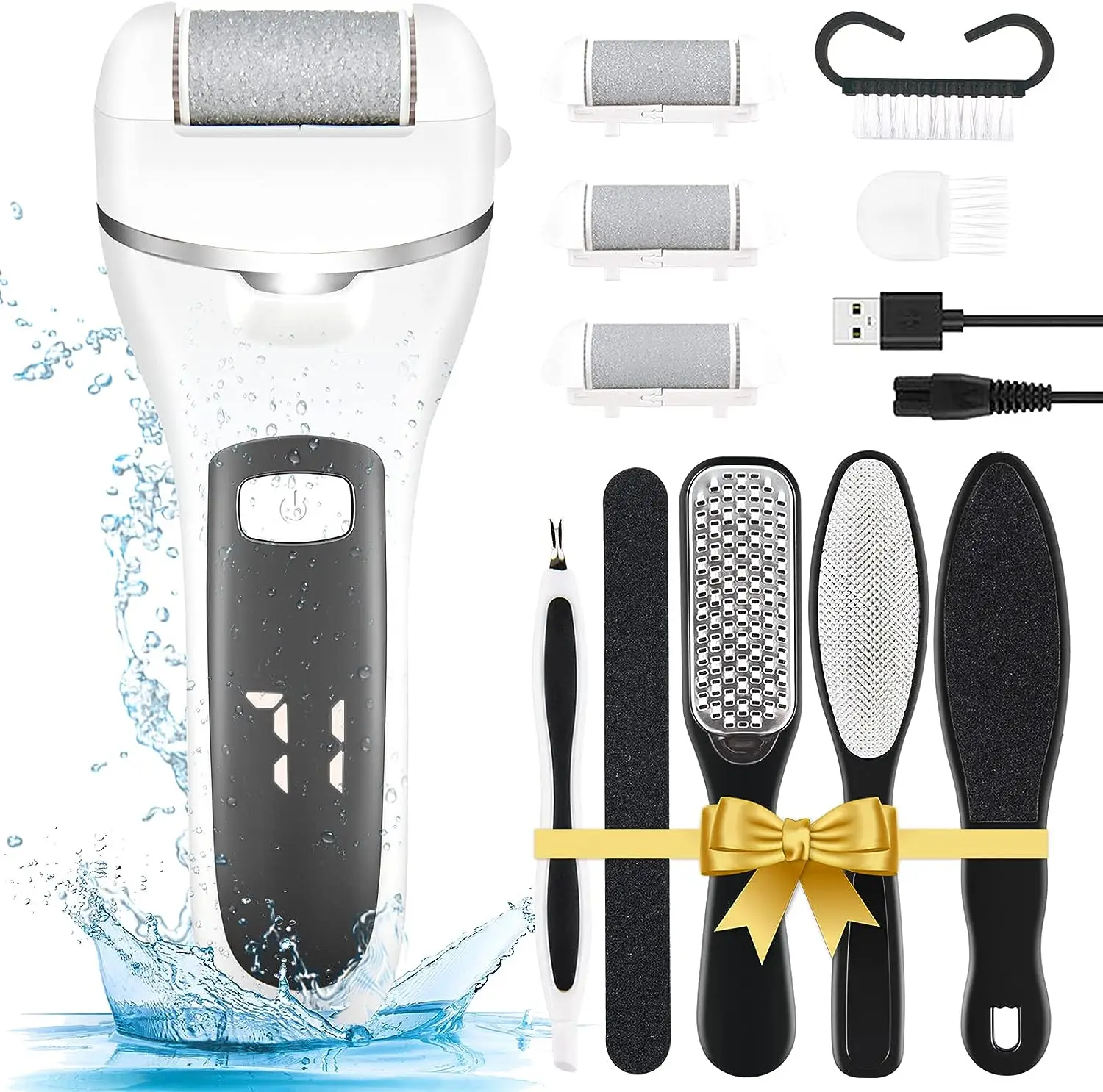 10 In 1 Pedicure Products Callus Eliminator Lcd Foot File Scrubber Electric Callus Remover For Feet