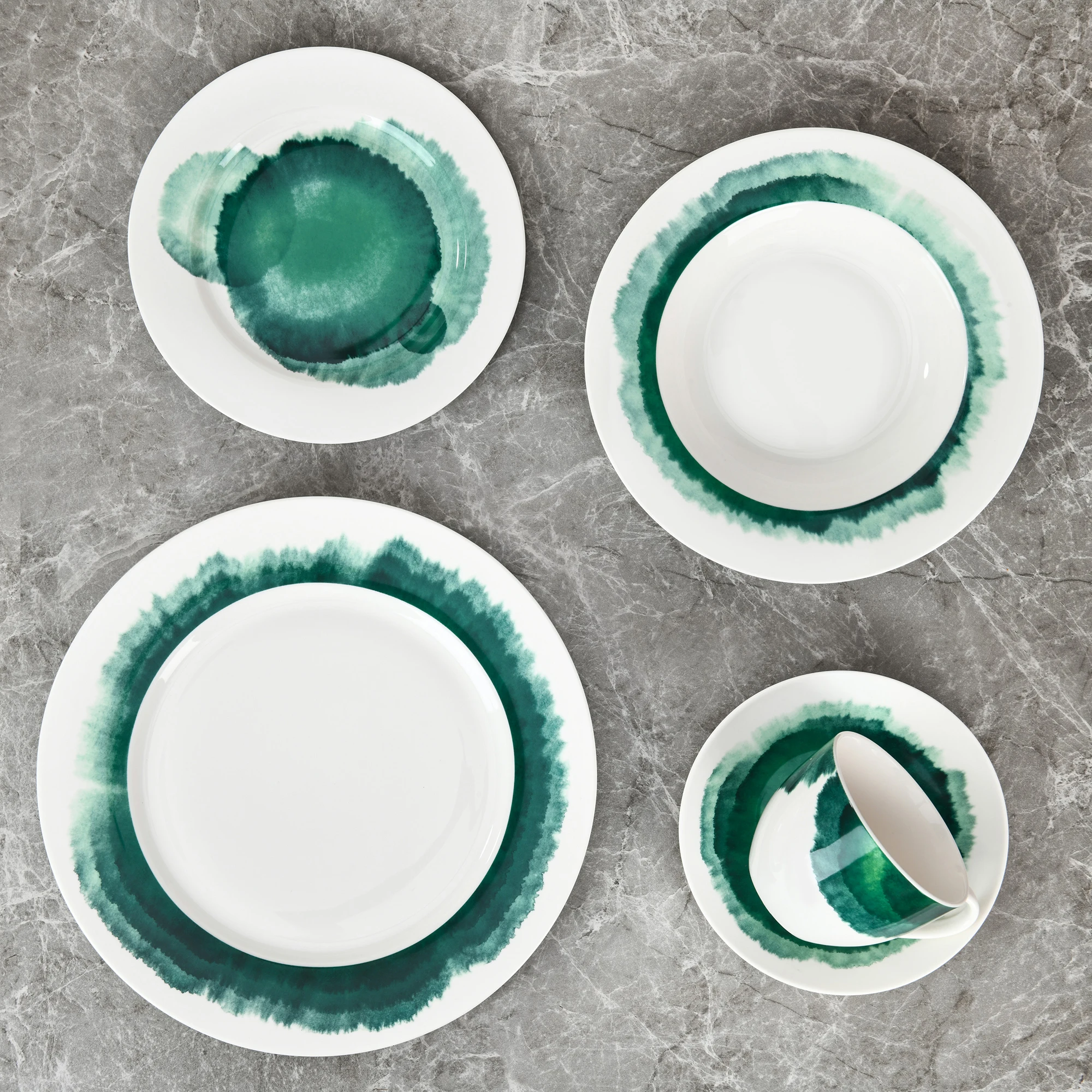 Inglaze Modern Porcelain Dinner Sets Dishes Plates Ceramic 24 pcs Eco-friendly Dinnerset New Bone China Dinnerware Set