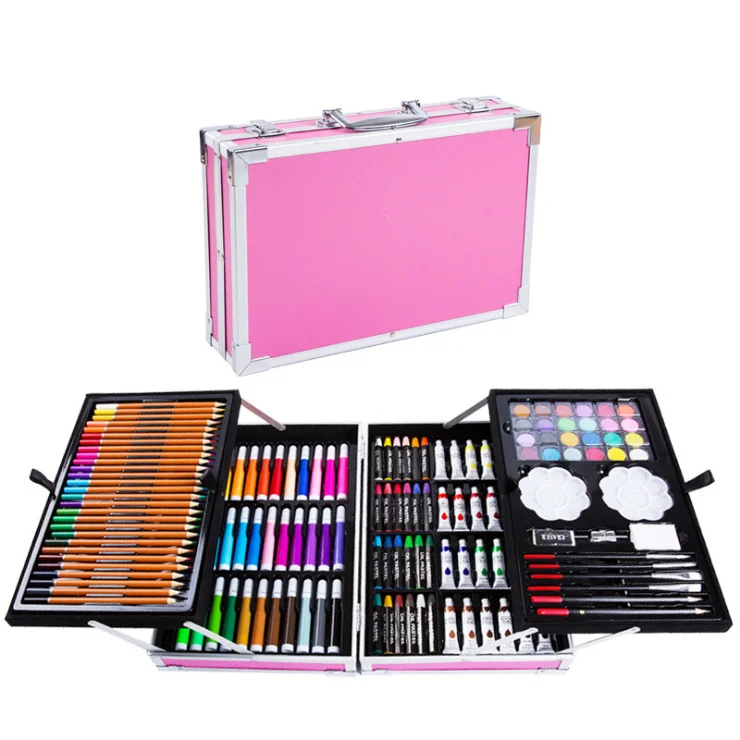 
Best gift Deluxe 145pcs dessin drawing kit set art set with aluminum case 