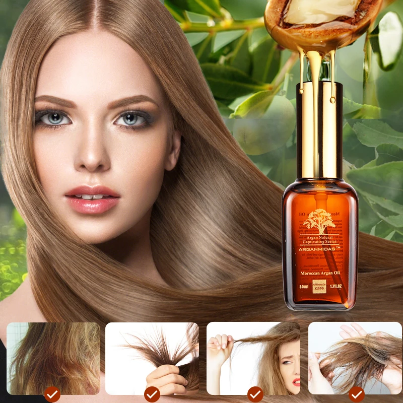 Arganmidas Organic Curly Hair Care Oil Treatment Repair Leave In Morocan Argan Hair Oil For Dry Frizzy Damaged Hair