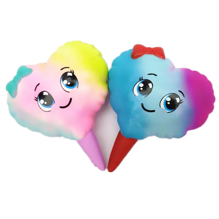 Hot sale heart slow rising lollipop foam marshmallow candy cute food squishy toys for kids gift.
