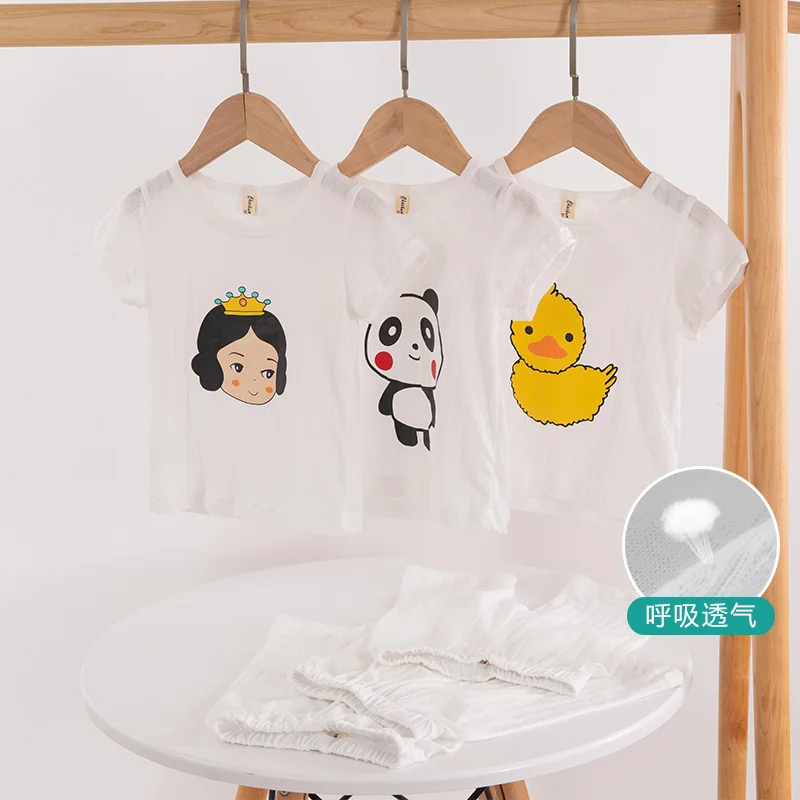 
summer 2020 kids Plain white T-shirt set cartoon animal short suits 
