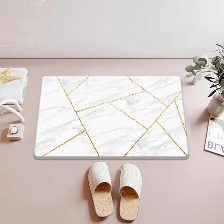 Quick drying marble pattern diatomite stone bath mat for bathroom