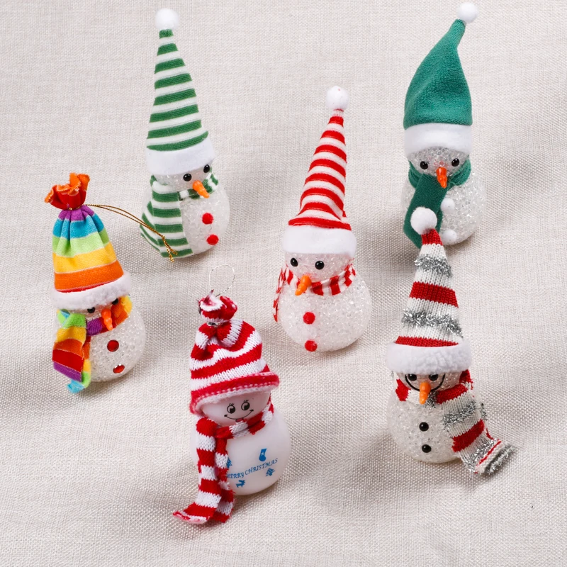 2020 New Custom Christmas Toy Promotion Gift Luminous Christmas Tree Ornaments Led Lights Snowman Decoration