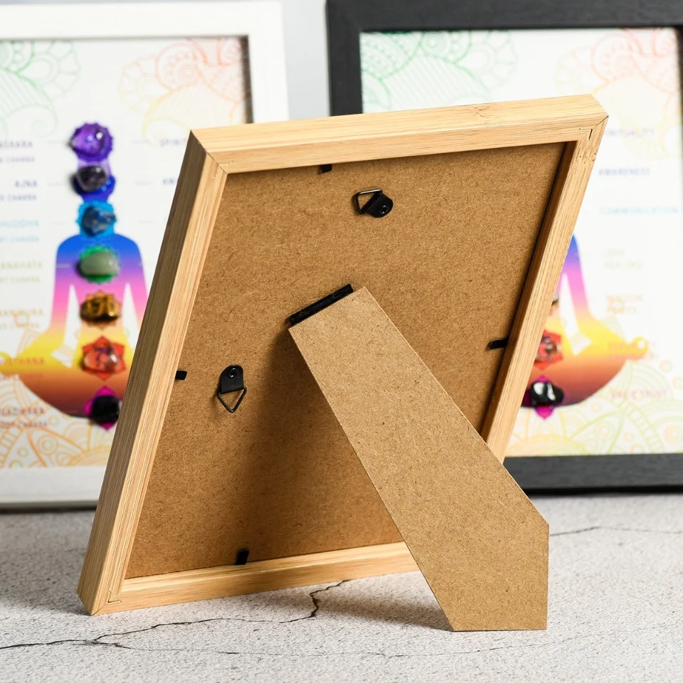 Wholesale natural picture frame crystal crafts chakra tumbled stone gemstone photo frame