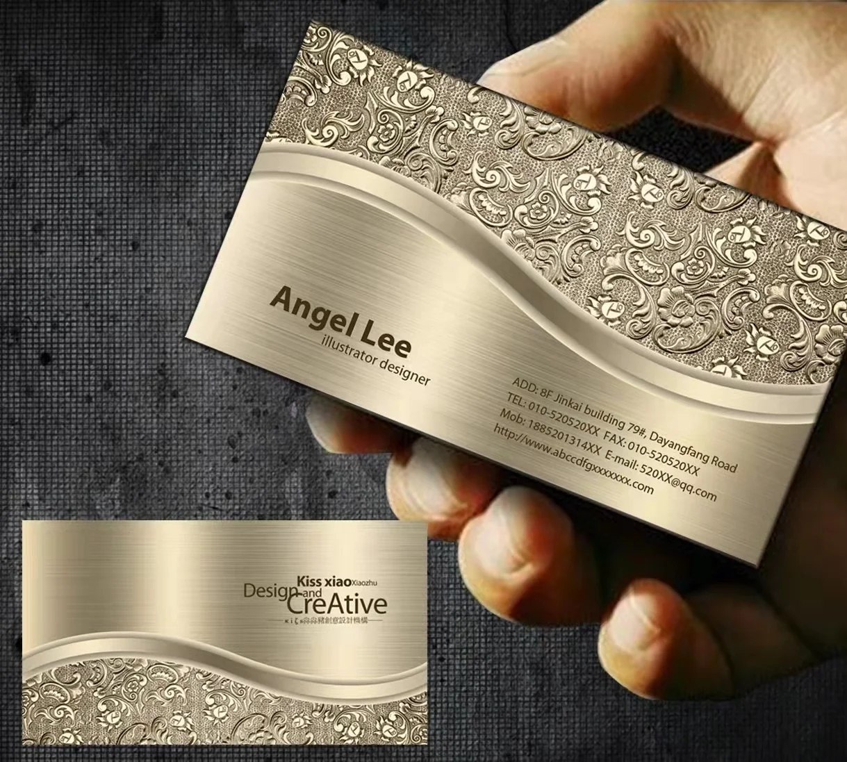 Custom Printed Brushed Metal High-End Personal Business Card