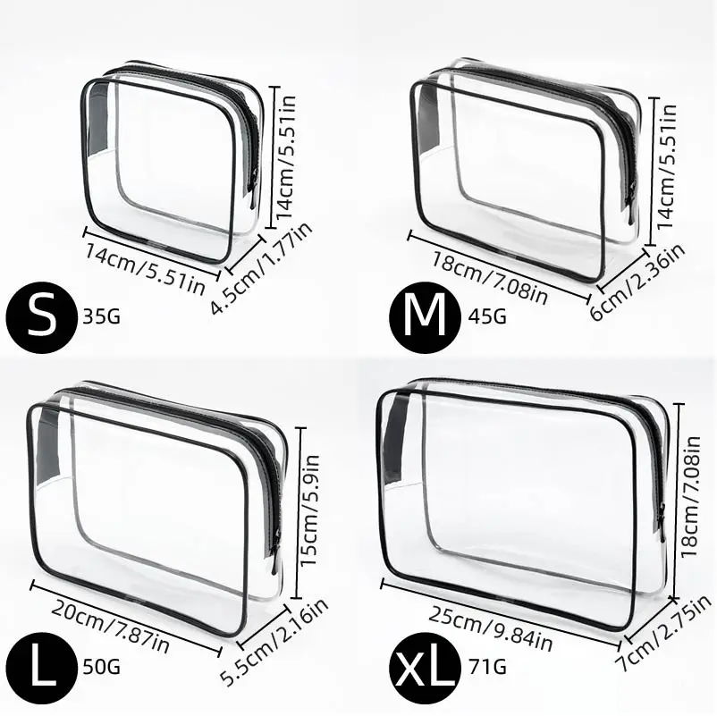 Clear Toiletry Bag Portable Travel Cosmetic Bag with Zipper Waterproof Makeup Bag Cosmetic Storage Organizer for Women Men