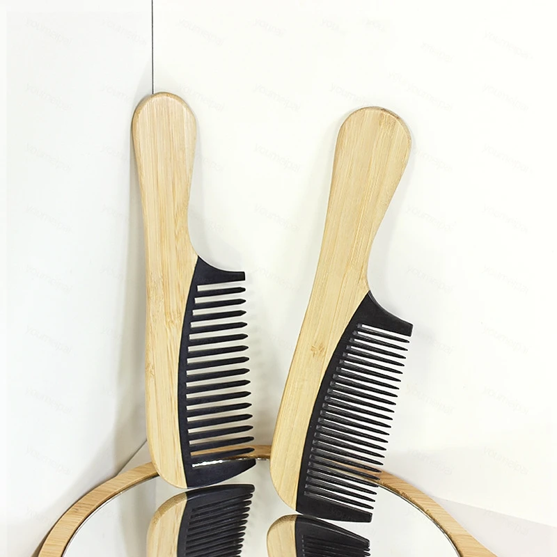 Eco Vintage Natural Ox Horn Green Sandalwood Fragrance Comb Wooden Handle Buffalo Horn Comb Set