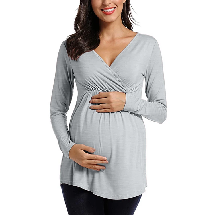 RTS Barbarian women casual v neck maternity breastfeeding tops pregnancy clothes long sleeve t shirt