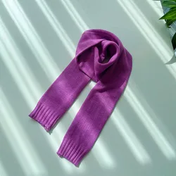 Wholesale 2022 Autumn Plain Knitted Solid  Warm Kids Knitted Scarf Girl