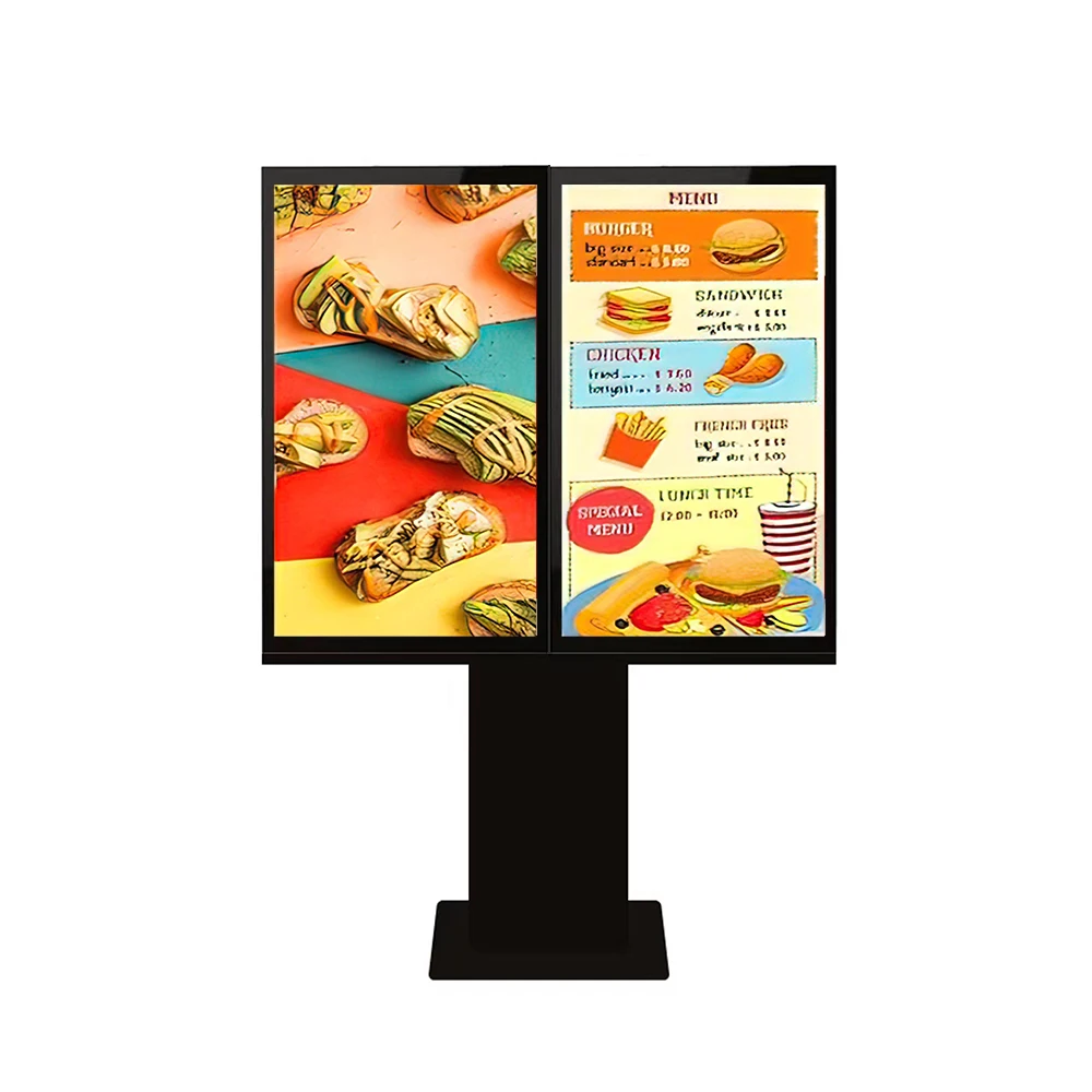 Drive Thru Restaurants Menu Board Digital Signage Outdoor Standing Waterproof Kiosk Touch Order Screen Lcd Display Advertising