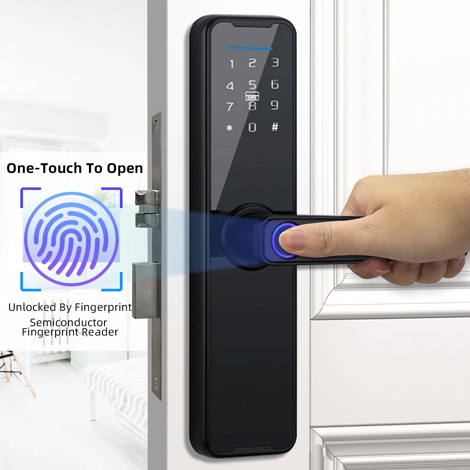 Wholesale New Product Promotional Price TUYA WiFi Home Biometric Bingerprint/Password/Key/Electronic Smart Door Lock