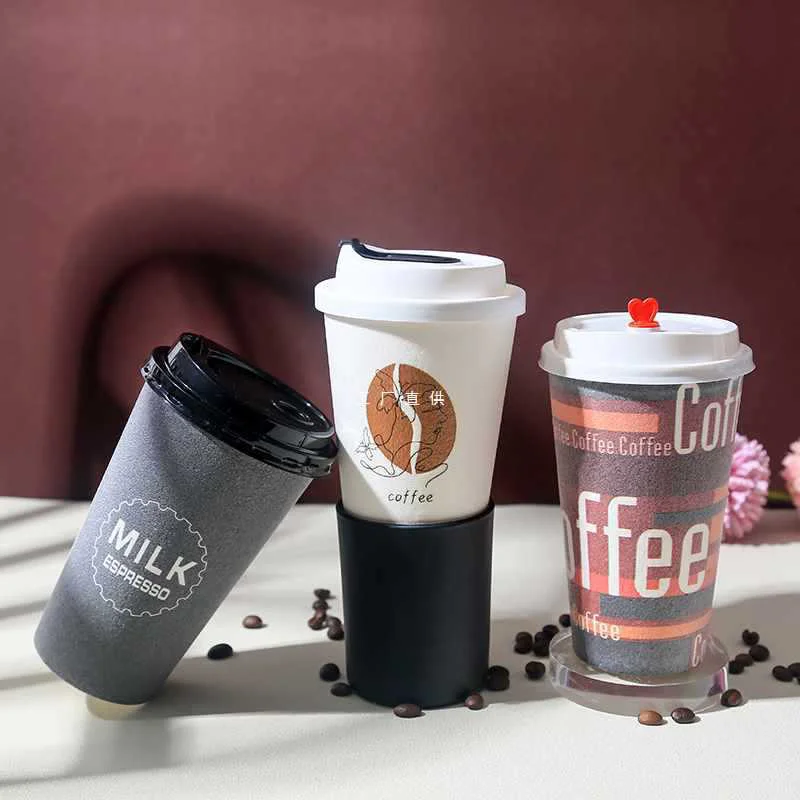 Custom Logo Disposable Wholesale Coffee Paper Cup Hot Cold Foam Cups with Lid and Straws