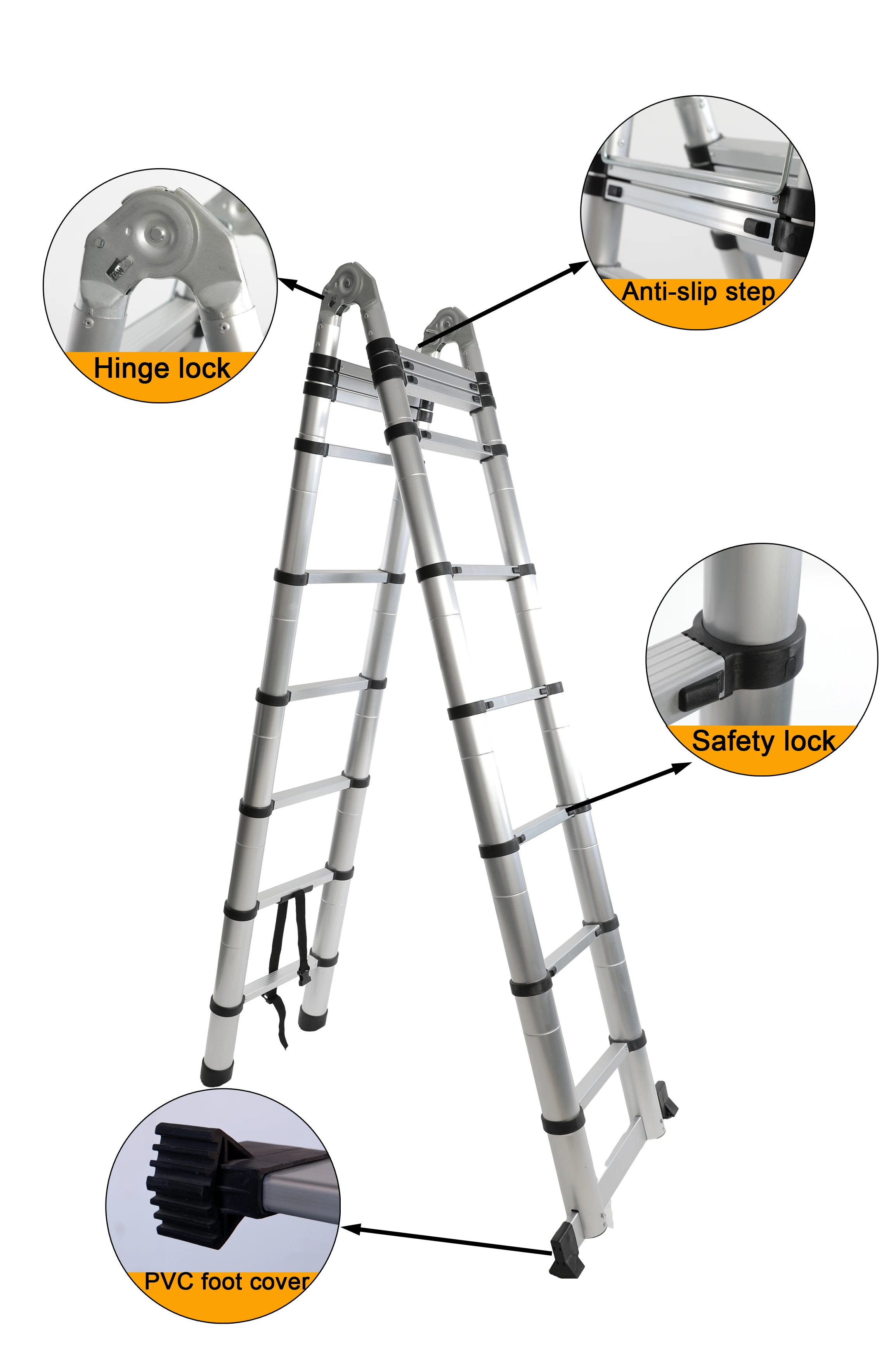 Aluminum Articulated ladder telescopic multifunctional Folding ladder double sided Telescopic ladder for home