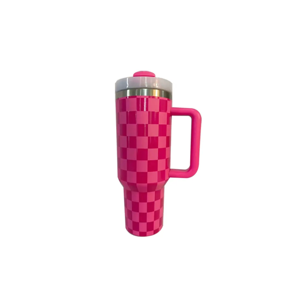 Wholesale Price 40oz tumbler with handle US popular Design adventure Checker thermos cup tumbler