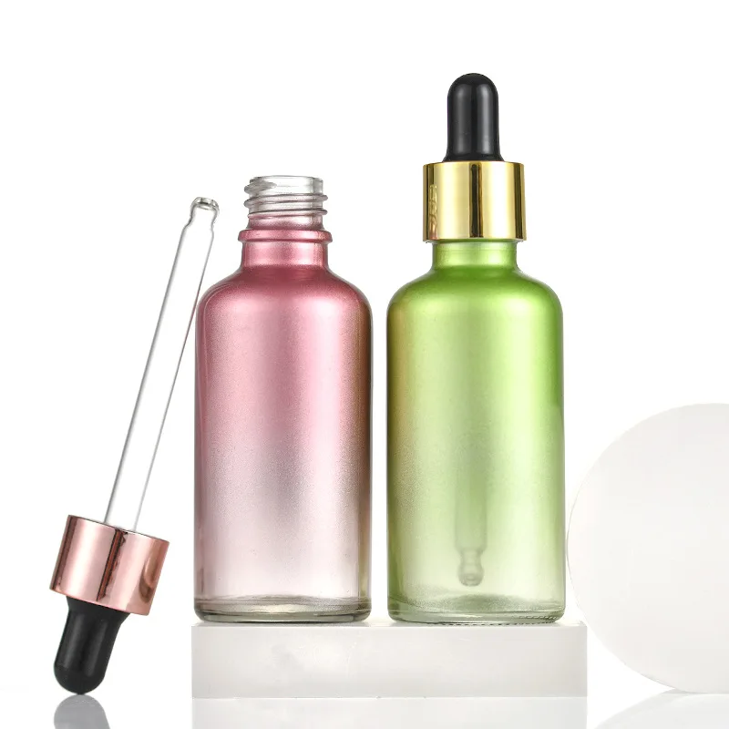 Wholesale Gradient Glass Dropper Bottle 10 ml 15ml 30ml 50ml Empty Glass Container for Skin Care Liquid Makeup Liquid Cosmetic