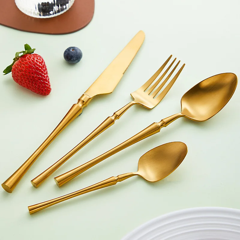 High Quality Stainless Steel 18/10  Silver Cutlery Set Gold Matte Party Flatware