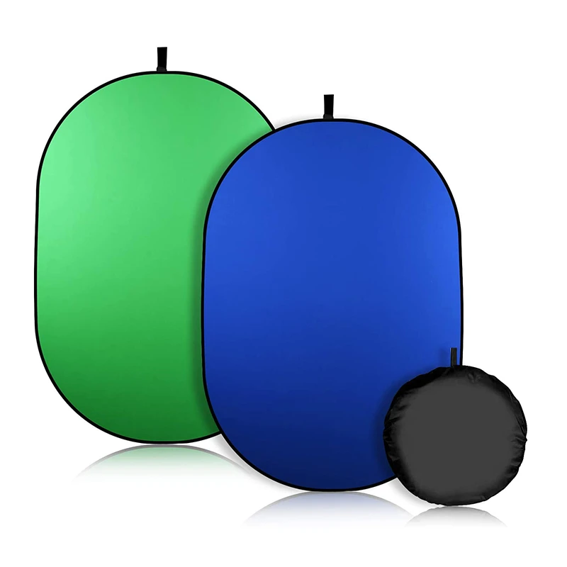 Portable Green Blue Grey Screen Backdrop 5 x 6.5ft Collapsible Pop Up Chromakey Background for Chair Zoom Virtual Camera Travel