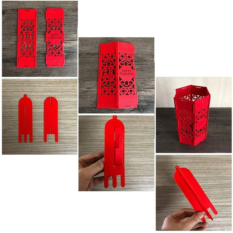 Red Lantern Ornaments Spring Festival New Year Supplies Home Outdoor Felt Palace Lantern Decoration