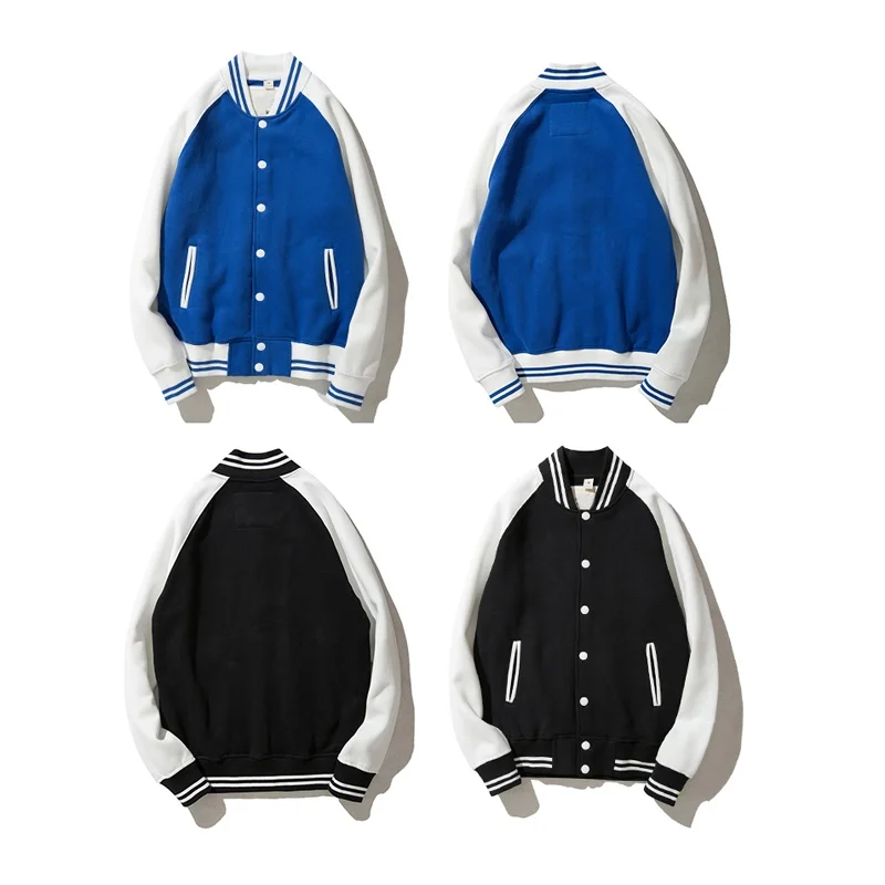 New Custom Printed Embroidered Logo Colorblock Polyester/Wool Baseball Bomber Jacket