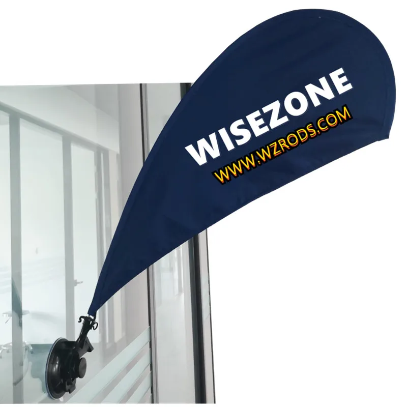 Weihai WZRODS Hot Sale custom flag Mini flag Teardrop Beach Adjustable Angle Window Wing Flag Pole Sucker Banner For Advertising