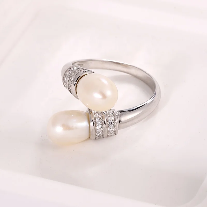 Kammy 7-7.5mm Designer Double Ball Luxury Jewelry Zircon Gold Plated Silver S925 Wedding And Engagement Rings For Women