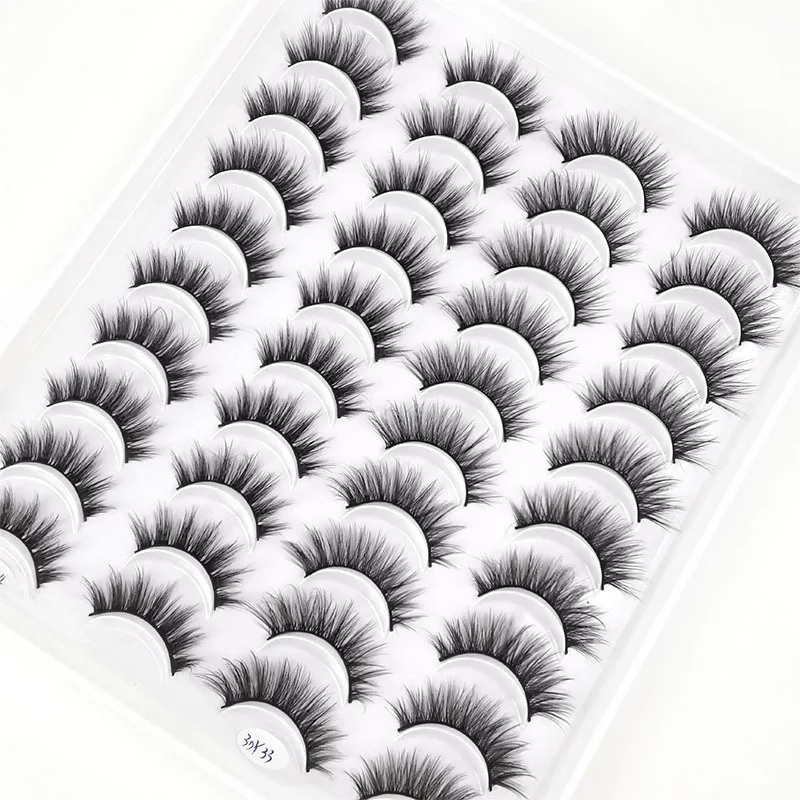 20 Pairs 3d Soft Mink False Eyelashes Handmade Wispy Fluffy Long Lashes Natural Faux Mink Lash Trays Qingdao Eyelash