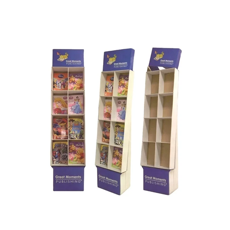 Custom Logo Cardboard Magazine Floor Pop Display Stand Cardboard Hat Display Rack Units Cardboard T-shirt Clothing Display