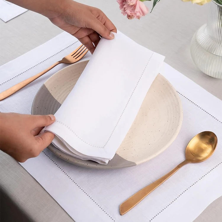 Servilletas De Lino Personalised Hemstitch Monogrammed Linen Napkins Wedding Custom Embroidery Linen Embroidered Cocktail Napkin