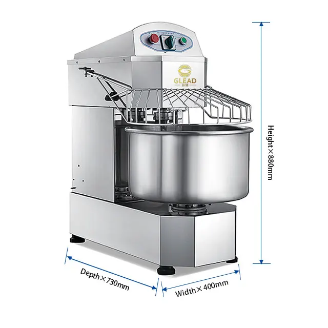Commercial Double speed Dough Kneading Machine Stainless steel Spiral Dough Mixer Flour Mixing Machine