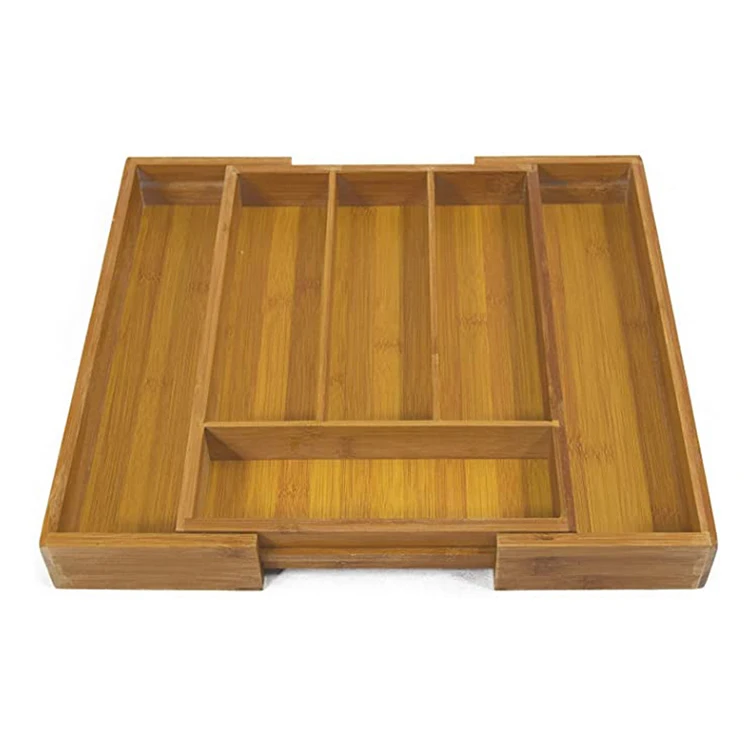K&B bamboo expandable kitchen drawer tray adjustable cutlery bamboo drawer organizer