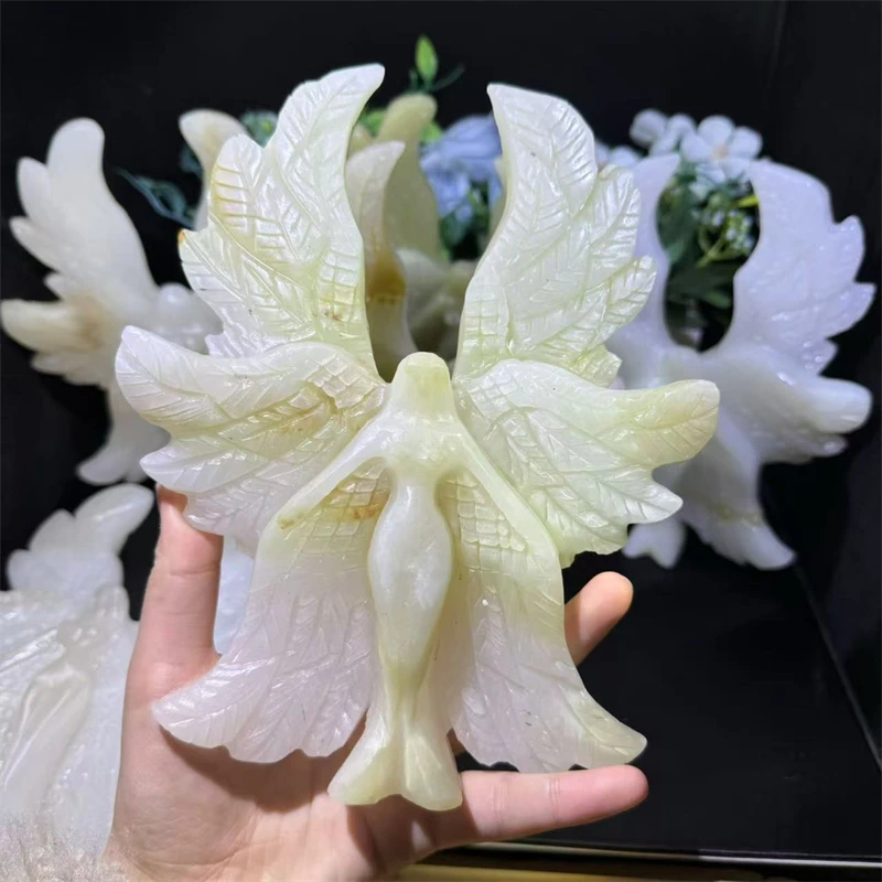 Crystal Healing Stone Carving Natural Afghan Jade Angel Crystal Angel for Gifts