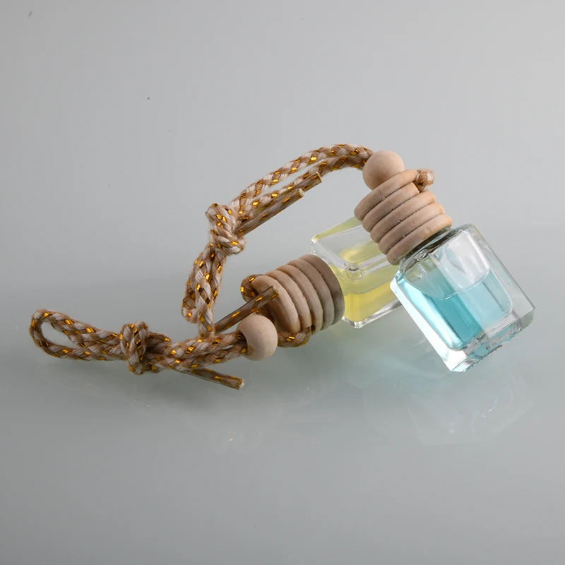 Glass Car Perfume Bottles Pendant 5ml square Shape Car Diffuser Bottle Perfume Empty Hanging