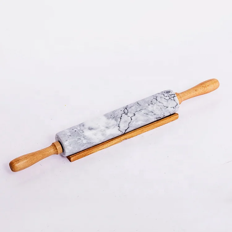 Wholesale Custom  Wooden And Marble Dough Dumpling Rolling Pin For Kitchen