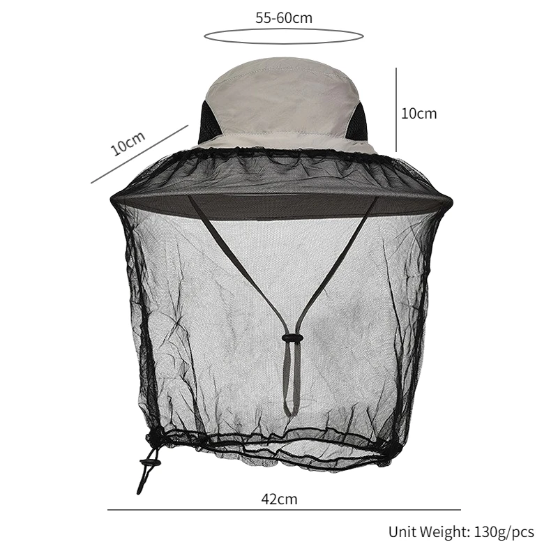 FF1375 Outdoor Mosquito Bucket Hat Head Net Fishing Sun Hat Hunting Netting Mesh Hood Cap Beekeeping Beekeeper Bee Veil Hat