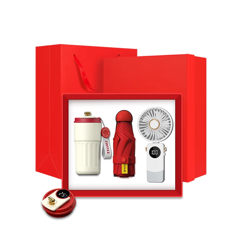 Special hot summer wedding souvenirs promo gift Mug capsule umbrella foldable fan gift set for guests