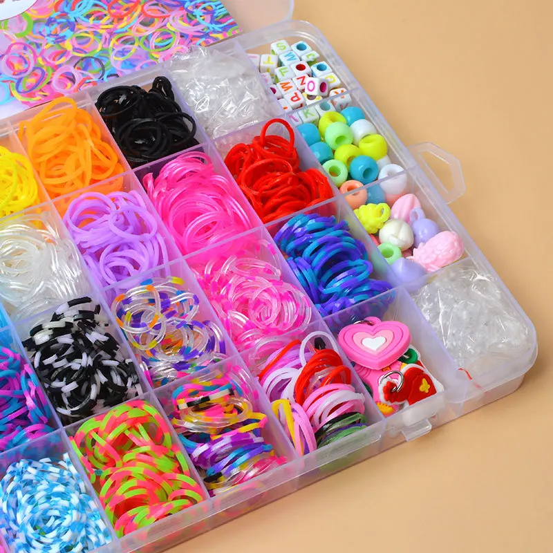 Hot DIY Kids Gifts Handmade Bracelets Sets Colorful Loom Rubber Bands Kits for Kids Educational Toys