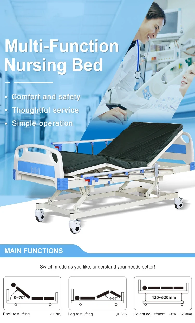 Hot Sale Hospital Furniture Medical Electric ICU 5 Function hospital bed electric with 5 functions