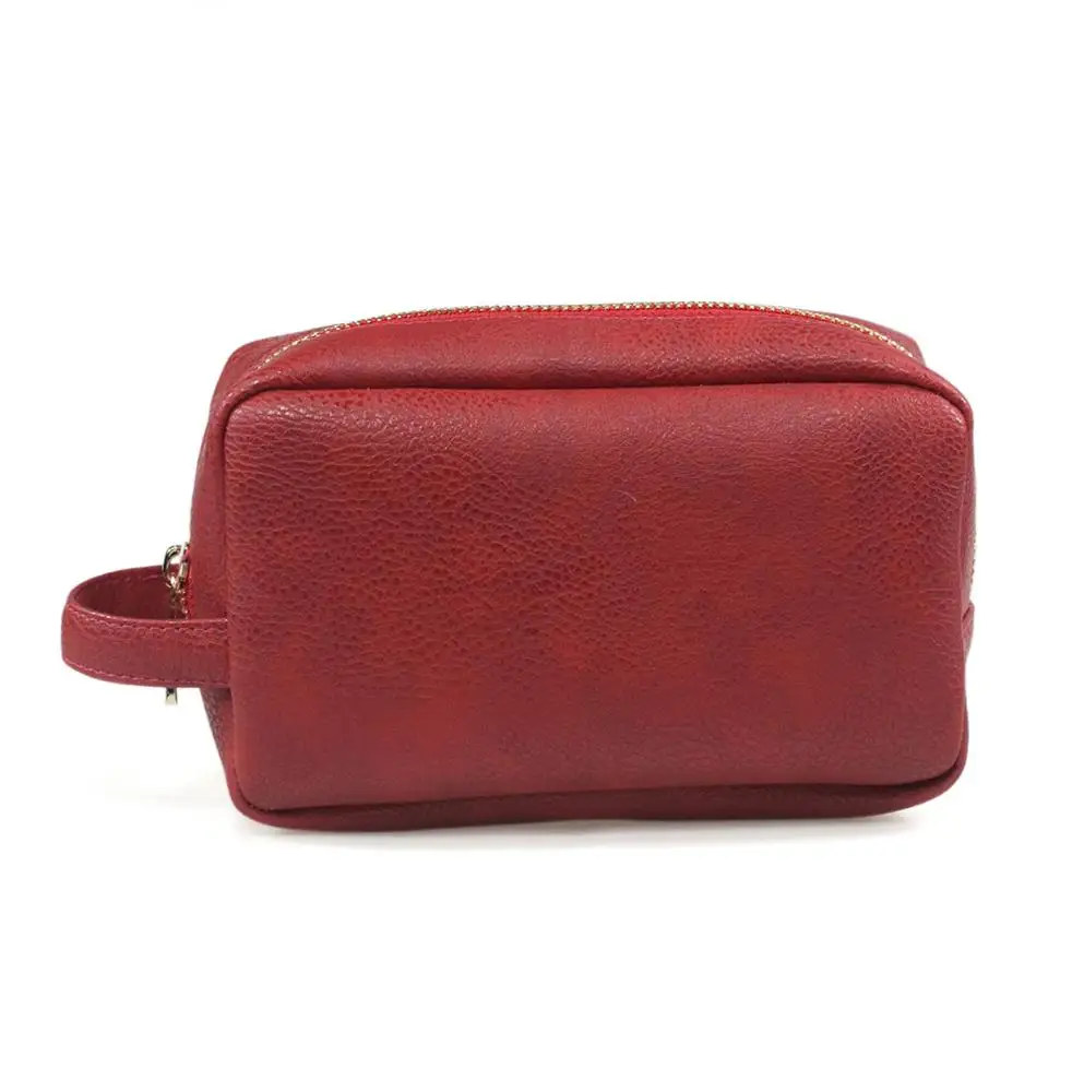 NCB0171 Litchi grain pu leather cosmetic bags with handle unisex makeup bag