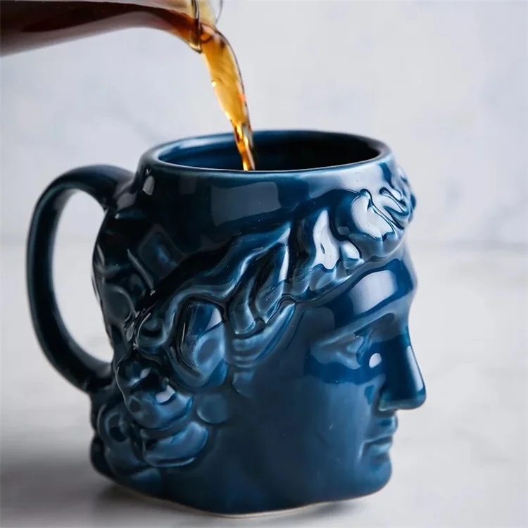 Spain Ancient Greece David Apollo 3D Sculpture Coffee Cup Mug Desktop Ornaments Large Capacity Ceramic Mug Office Pen Holder