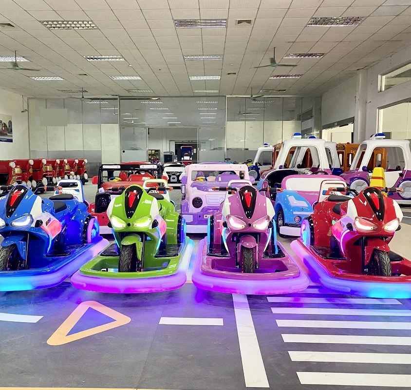 Amusement park kiddie rides motorbike electric battery operated luminous light up motorcycle bumper cars for sales