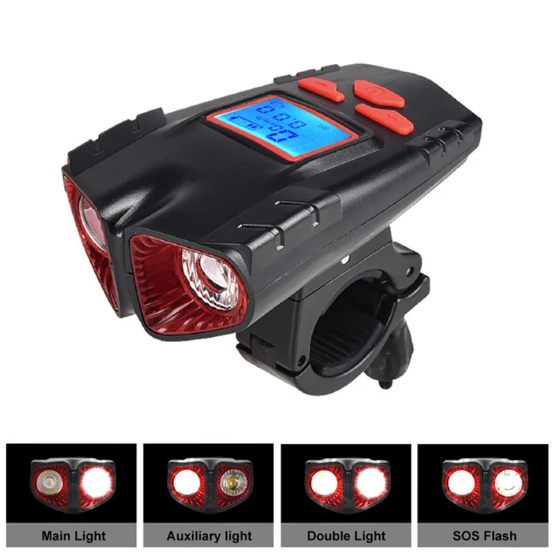 Bicycle With IPX-5 Waterproof Stopwatch LED Bike Light Bike Horn Light Speedometer