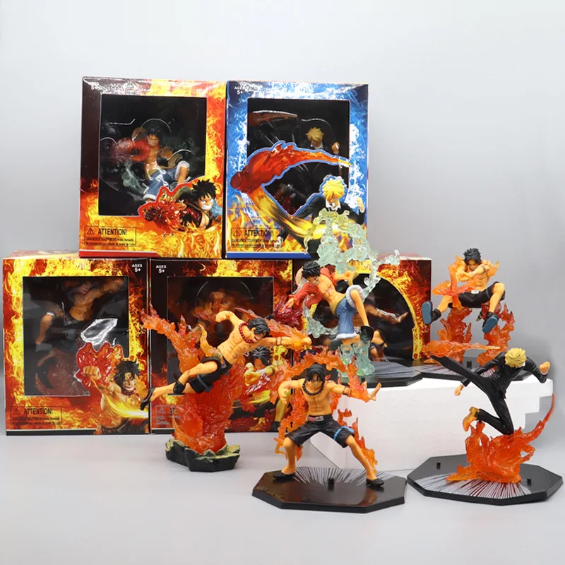 High Quality One Piecesd Fire Fist Luffy Figure Ace Ghost Slash Zoro Demon Wind Leg Sanji Anime Figure Ornament Kids Gift