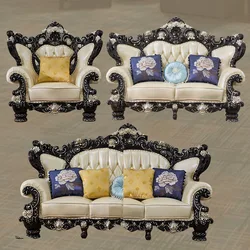 Luxury leather sofa combination living room furniture whole house complete set villa luxury European and American high-end