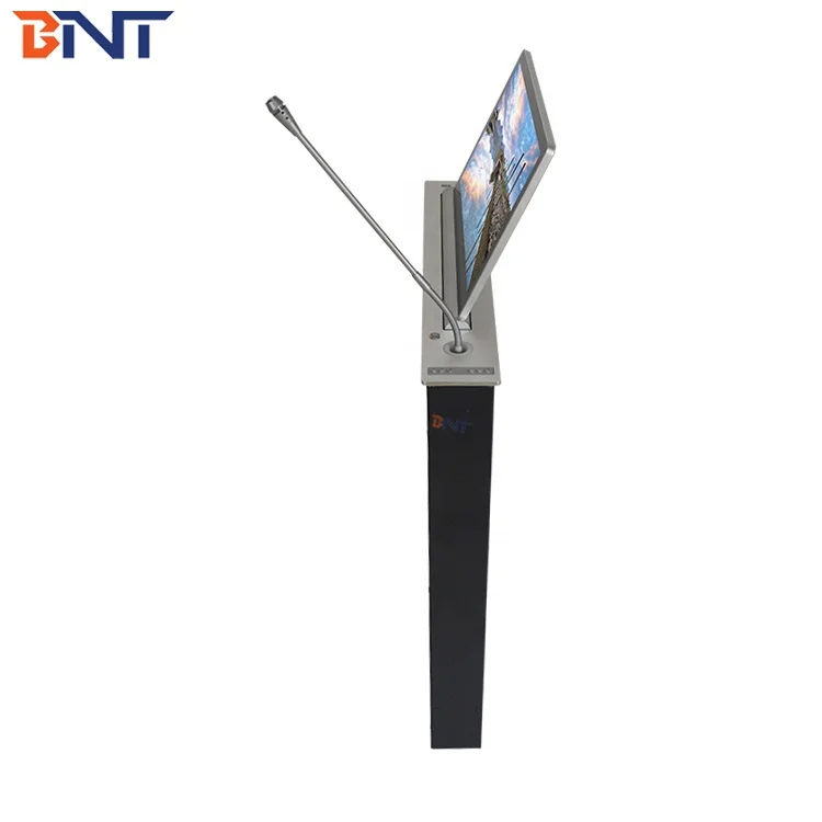 15.6 inch Slim Conference Room Office Table LCD Monitor Lifting Microphone Lift Display Conference Motorized LCD Monitor Lift Po