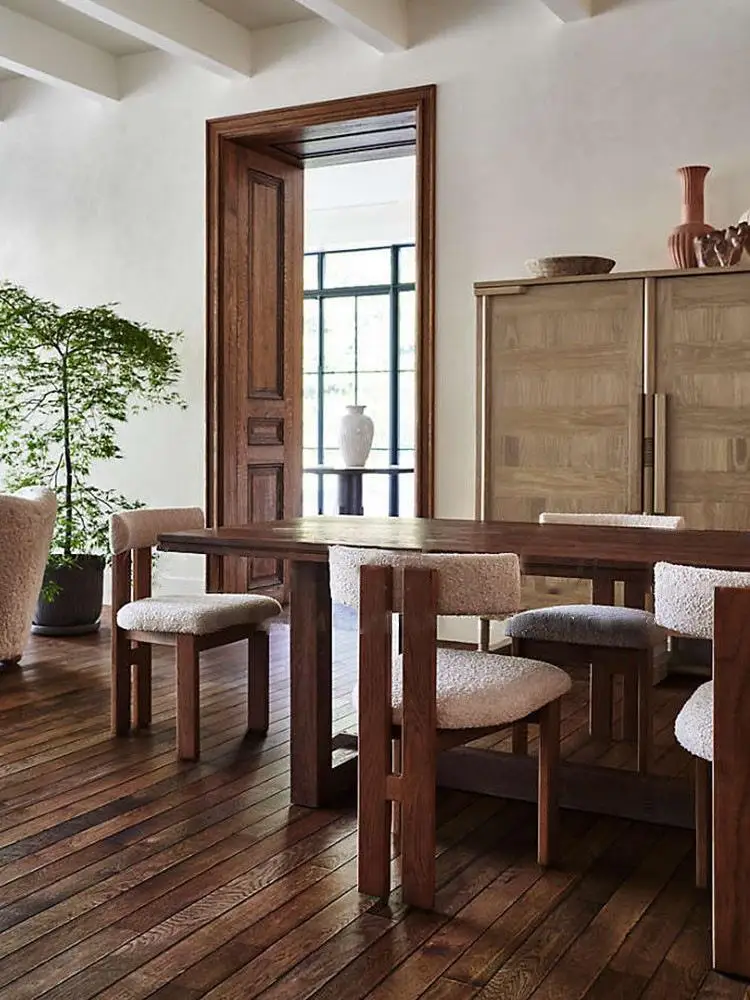 Lazy white boucle chair ash Bedroom simple solid wood dining   chair  living room dressing lovely solid wood chair