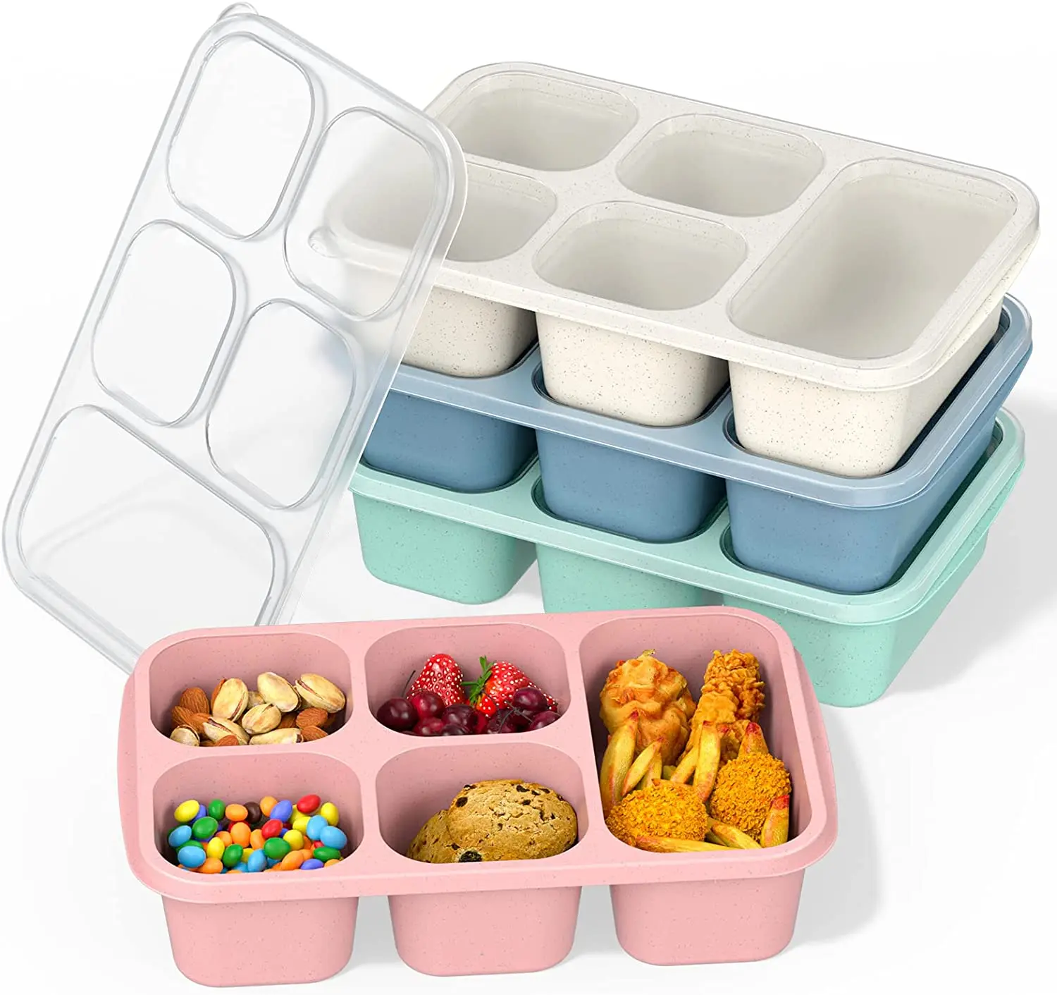 Hot Selling Food Grade Silicone Lunch Box Portable Kids Bento Box Silicone Food Storage Container With 5 Compartment